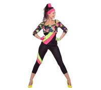 WILBERS & WILBERS - Costume da aerobica anni '80 da donna | Set da 2 pezzi con leggings e top, outfit fitness retrò per Carnevale
