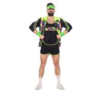 WILBERS & WILBERS - Costume da aerobica anni '80 | Set da 3 pezzi, abbigliamento fitness retrò e tuta da ginnastica per Carnevale
