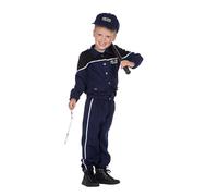 WILBERS & WILBERS - Costume da poliziotto per bambini | Completo a 3 pezzi con giacca, pantaloni, berretto, uniforme blu per Carnevale, festa a tema
