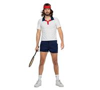 Wilbers & Wilbers - Costume da tennista retrò, da uomo, 2 pezzi, colore bianco/blu, taglia 48