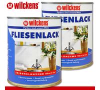 Wilckens 2 x 750 ML Fliesenlack Lucido Satinato Bianco Cucina Bagno Wc