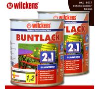 Wilckens 2 x 750 ML Vernice Variopinta 2in1 Lucido Ral 8017 Marrone Cioccolato