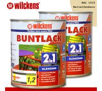Wilckens 2x 750 ML Vernice Variopinta 2in1 Brillante Ral 1015 Avorio Interno E