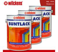 Wilckens 3 x 2,5 L Vernice Variopinta Lucida Ral 3000 Rosso Fuoco Interno &