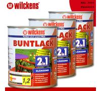 Wilckens 3 x 750 ML Vernice Variopinta 2in1 Brillante Ral 3000 Fuoco Interno E
