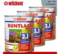 Wilckens 3 x 750 ML Vernice Variopinta 2in1 Gloss Ral 7001 Grigio-Argento Dentro