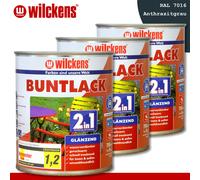 Wilckens 3x 750 ML Vernice Variopinta 2in1 Brillante Ral 7010 Grigio Antracite