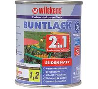 Wilckens Vernice colorata acrilica 2 in 1 per interni ed esterni, satinata, 125 ml, RAL 1015, avorio chiaro