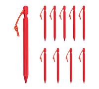 wilcractk Picchetti Tenda in Alluminio Antivento con Corda Rinforzata 18 cm Colore Rosso Leggeri e Resistenti per Campeggio Esterno Tende Tarp Escursioni 10 Pezzi