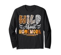 Wild About Homework Sarcastic Back to School Humor Maglia a Manica