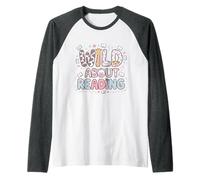 Wild About Reading Animal Bookworm Library Book Lover Reader Maglia con Maniche Raglan