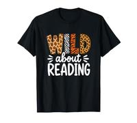 Wild About Reading Funny Bookworm Fun Animal & Amante dei Libri Maglietta