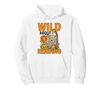 Wild About Reading Jungle Animals Bookworm Libri Felpa con Cappuccio