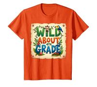 Wild About Scuola di Avventura nella Giungla di Quarta elementare, 4 ° Grado Maglietta, Bambini, Arancio, 8 Anni