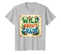 Wild About Scuola di Avventura nella Giungla di Quarta elementare, 4 ° Grado Maglietta, Bambini, Argento, 6 Anni