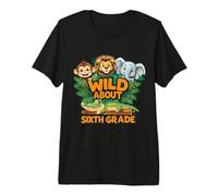 Wild About Sesto Grado 6th Grader Animali della Giungla Ragazze Ragazzi Maglietta Premium