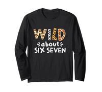 Wild About Six Seven Funny 67 Meme Safari Maglia a Manica