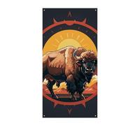 Wild American Bison Mountains Copertura per porta Banner 90x180cm Festone Festone Stagionale Cartello di Benvenuto Decorazione Verticale Porta Appeso Per Portico Ingresso Giardino Decor