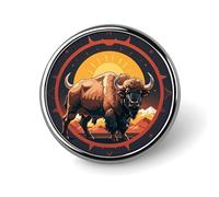 Wild American Bison Mountains Distintivo rotondo carino smalto spilla spilla spilla personalizzata abbigliamento decorazione unisex porta badge cappelli borse camicie Decor