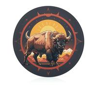 Wild American Bison Mountains, mini tagliere da cucina per formaggio, rotondo, in vetro temperato, per picnic, pizza, carne, frutta (20 cm)