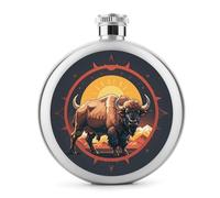 Wild American Bison Mountains, piccola fiaschetta portatile da viaggio per liquori, in acciaio inox, a prova di perdite, per feste di nozze, testimone dello sposo, regalo per damigella d'onore, 141,7