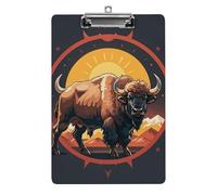 Wild American Bison Mountains, portablocco in acrilico carino alla moda, decorativo, 31,8 x 21,6 cm, formato A4, clip in acrilico per aule, insegnanti, forniture per ufficio