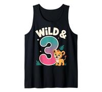 Wild And 3 Funny 3rd Birthday Cute Lion Ragazzi Ragazze Canotta