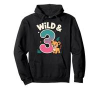 Wild And 3 Funny 3rd Birthday Cute Lion Ragazzi Ragazze Felpa con Cappuccio