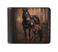 Wild Animal Cavalla e Puledro Cavallo Portafoglio da Uomo Bifold Slim Cash Card Holder Borsa in Pelle, Stile:, Taglia unica