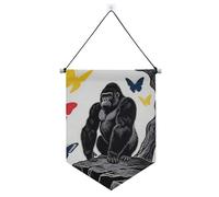 Wild Animal Gorilla American Anime Style Black White Hanging tessuto banner con asta telescopica bandiere banner decorazioni cortile all'aperto per Festival & giorno speciale
