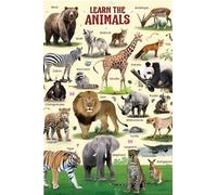 Wild Animals Educational Posters for Kids, Set of 10 Laminated Wall Charts for Toddlers, Preschool & Kindergarten Classroom Decor, Jungle Safari Theme Learning Materials(Framed,12x18inch(30x45cm))