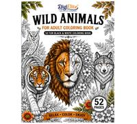 Wild Animals: for Adult Coloring Book 52 black & white coloring book
