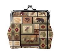 Wild Animals portamonete da donna, piccolo portafoglio da donna, piccola borsa per il trucco per borsa, portafoglio ultra sottile retrò, nero, taglia unica, Art Deco, Nero , Taglia unica, Art Deco