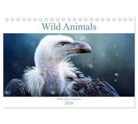 Wild Animals - Wilde Tiere (Tischkalender 2026 DIN A5 quer), CALVENDO Monatskalender: Atemberaubende Wildtiere Monat für Monat