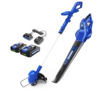WILD BADGER POWER Soffiatore elettrico per erbacce e foglie, 20 V, con 2 batterie da 2 Ah e caricabatterie, tagliabordi, leggero, albero telescopico regolabile, facile da usare