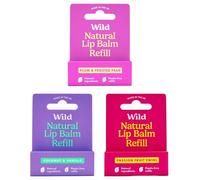 Wild Balsamo labbra naturale ricaricabile - 3 ricariche per balsamo labbra in varie profumazioni - Aromi Coconut & Vanilla, Plum e Passionfruit Swirl - Senza cera d'api