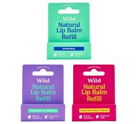 Wild Balsamo labbra naturale ricaricabile - 3 ricariche per balsamo labbra in varie profumazioni - Aromi Passionfruit Swirl, Original e Coconut & Vanilla - Senza cera d'api