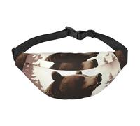 Wild Bear - Marsupio da uomo e donna, alla moda, con tracolla regolabile, borsa a tracolla, impermeabile, per viaggi, escursionismo, sport, colore nero, taglia unica, nero, Taille unique