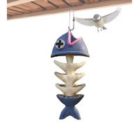 Wild Bird Feeder - Fish Bone Shape Hanging Food Holder, Decorative Garden Feeding Accessory For Outdoor Birds | Suitable For Deck Backyard Lawn Patio Balcony Trees, 7.87x1.97x1.18 Inches