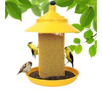 Wild Bird Feeders for Yard - Sturdy Steel Screen Container with Perch Base, Easy Fill Squirrel Outdoor Feeding System for Small Species | Balcony Tree Fence Window Watching
