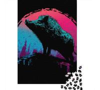 Wild Boar Silhouette Art Print Puzzle Impossibili 1000 Pezzi Decorazione Per La Casa. Rilassamento E Intelligence Per Adulti E Bambini Da 12 Anni 70x50cm/1000pcs