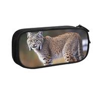 Wild Bobcat - Astuccio per matite, trucchi, gioielli, portatile, da viaggio, nero, Nero , Taglia unica, Astuccio portamatite