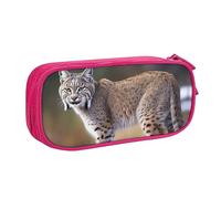 Wild Bobcat - Astuccio per matite, trucchi, gioielli, portatile, da viaggio, nero, rosa, Taglia unica, Astuccio portamatite