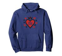 Wild Card Regina di Cuori Poker Casino Gambler Royal Felpa con Cappuccio, Unisex per Adulti, Navy, L