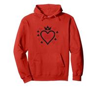 Wild Card Regina di Cuori Poker Casino Gambler Royal Felpa con Cappuccio, Unisex per Adulti, Rosso, XXL