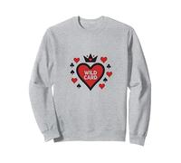 Wild Card Regina di Cuori Poker Casino Gambler Royal Felpa, Unisex per Adulti, Grigio Melange, XXL