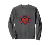 Wild Card Regina di Cuori Poker Casino Gambler Royal Felpa, Unisex per Adulti, Grigio Scuro, S