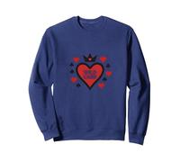 Wild Card Regina di Cuori Poker Casino Gambler Royal Felpa, Unisex per Adulti, Navy, M