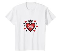 Wild Card Regina di Cuori Poker Casino Gambler Royal Maglietta, Bambini, Bianco, 3 Anni