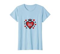 Wild Card Regina di Cuori Poker Casino Gambler Royal Maglietta, Donna, Celeste, XXL